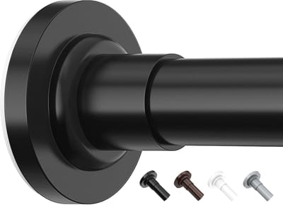 Famanu - Gordijnroede zonder boren 48-155 cm zwart, telescoopstang met stevige grip