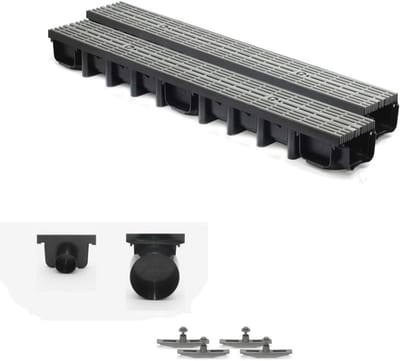Drainagegoot met Rooster - Vloergoot Afvoer - Regenwater Afvoeren - Langsrooster Line Grey - 2 meter - Grijs