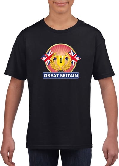 Zwart Engels kampioen t-shirt kinderen - Groot Brittannie supporter shirt jongens en meisjes 110/116