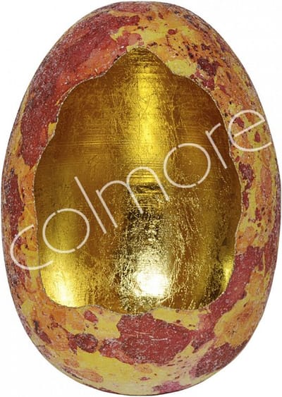 Colmore by Diga decoratie ei ijzer yellow mozaïek met oranje blad 14x14x20 cm