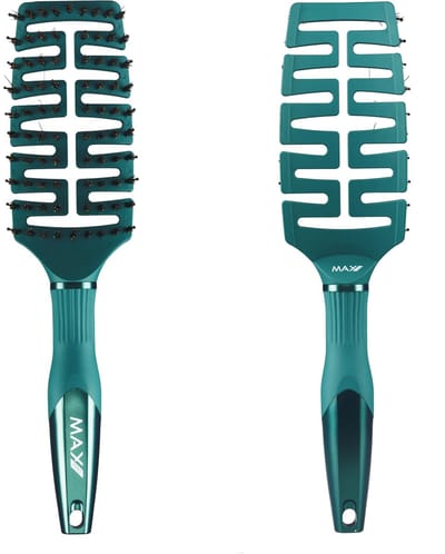 Max Pro Detangler Haarborstel Evergreen Elegance - Antiklit - Haar borstel - Jongens en meisjes - Comb - Brostel - Groen - Zwijnenhaar borstel