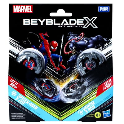 Beyblade X Marvel-collab, Spider-Man 3-60F vs. Venom 3-80N, multipackset, leeftijd 8+