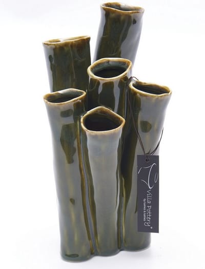 Vaas - Villa Pottery - Decoratie - Woondecoratie - porselein - waterdicht - New Juul 1_3 Dark Green