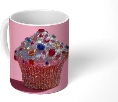 Mok - Koffiemok - Cupcake - Kleurrijk - Edelstenen - Mokken - 350 ML - Beker - Koffiemokken - Theemok