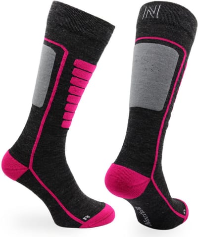 Norfolk Skisokken - Merino Wol Skisokken - Schokabsorptie - Naadloos - Zacht, Warm en Droog - Roze - Maat 35-38 - Courchevel