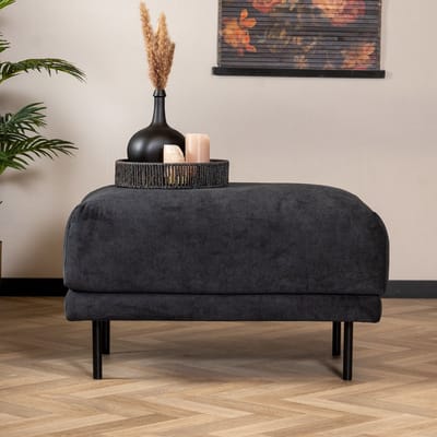 Bronx71® Scandinavische hocker Denver stof gemêleerd zwart