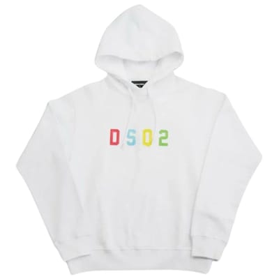 Dsquared2 veelkleurige DSQ2-logo witte hoodie