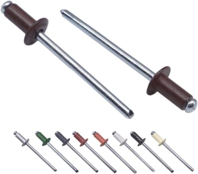 Blinde klinknagels - Popnagels aluminium - Metaal verbinden - Corrosiebestendig - 100 stuks 4x10mm - Chocoladebruin