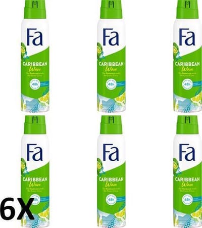 Fa Deospray Caribbean Lemon  - Deodorant - 6x 150 ml - Voordeelverpakking