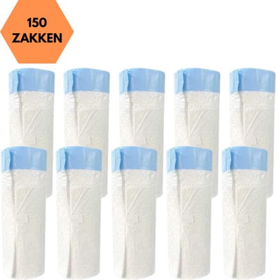 JustValue Kattenbakzakken Uitsluitend Voor Automatische Kattenbakken - 10 rollen - 150 Zakken - 15 Stuks Per Rol - Geschikt voor 65L Kattenbakken