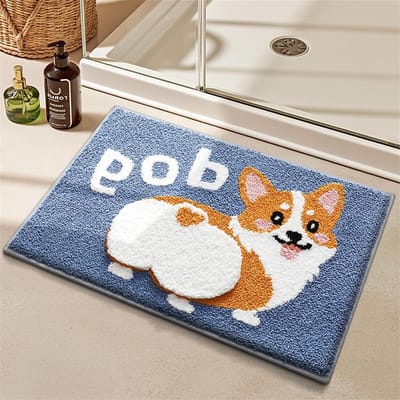 Schattige Shiba Inu Badmat 50 x 80 cm, Super Absorberend, Machinewasbaar, Zachte Badkamer- en Keukenrug, Ideaal voor Badkamer, Woonkamer en Slaapkamer