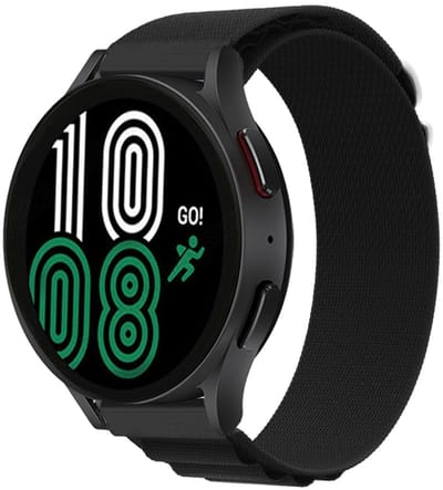 Nylon loop bandje - Geschikt voor Samsung Galaxy Watch 7 (40 & 44mm) / Watch 6 (Classic) / Watch 5 (Pro) / Watch 4 (Classic) / Watch FE - hook sluiting - zwart