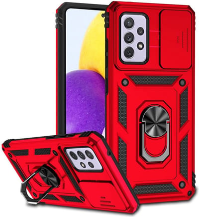 Coverup Hoesje - Geschikt voor Samsung Galaxy A52 / A52s Hoesje - Coverup Armor Ring Kickstand Back Cover met Camera Shield - Rood