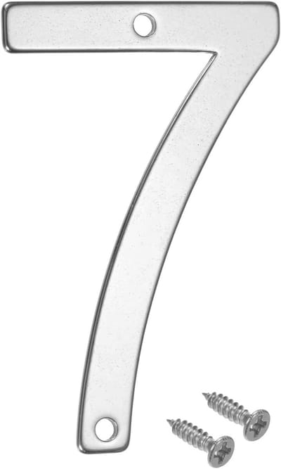 1-Pack Huisnummer - 6.5cm 304 RVS Briefkast Nummer - Deur Nummer Borden voor Tuin/Hotel/Briefkast/Adres/Teken - Huisnummer voor Buiten - [Nummer 7, Zilver]