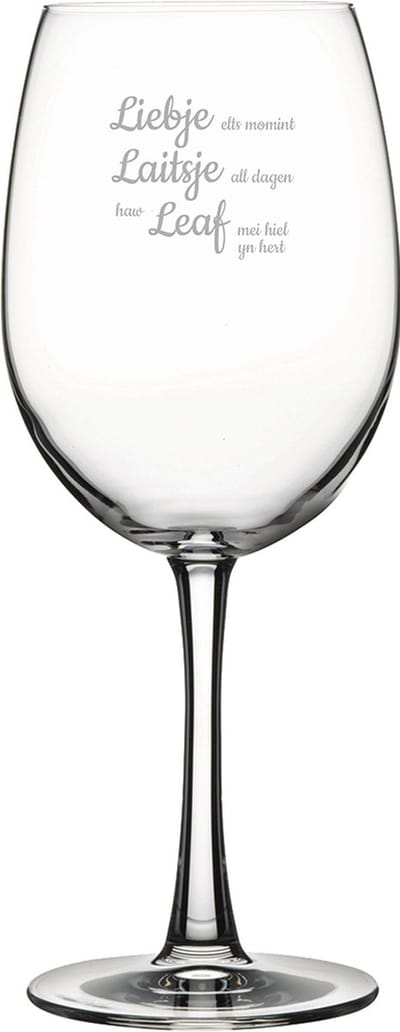 Rode wijnglas gegraveerd - 58cl - Liebje Laitsje Leaf