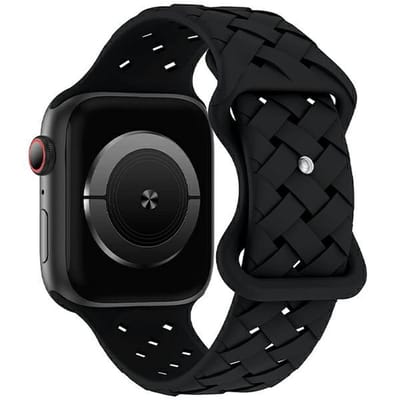 Beline Silicone Woven Serie - Horlogeband - Zwart - Apple Watch Compatibiliteit - Elegant Ontwerp
