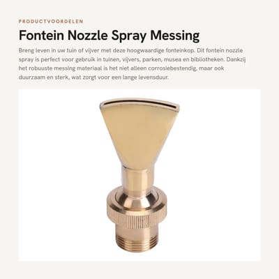 Dailygoods- Fontein Nozzle Hoogwaardig Messing - Fonteinmondstuk - Sprinkler - Tuin/Vijver/Park - Corrosiebestendig - Waaiervormig Ontwerp