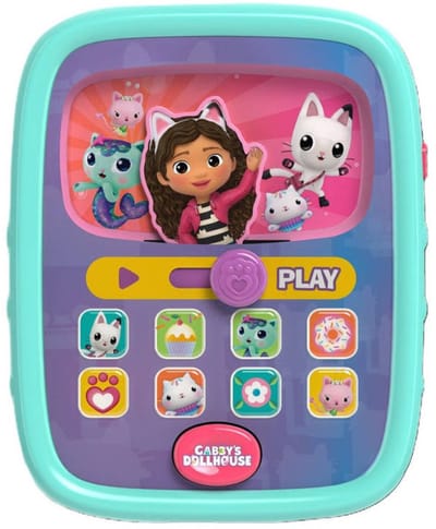 Gabby’s Dollhouse Tablet - interactief - vanaf 6 maanden - Educatief speelgoed met licht en geluid, leer spelenderwijs cijfers, letters en vormen – stimuleert taal, muziek en motoriek - met stemmen van Gabby & vriendjes – incl. 2 AAA batterijen