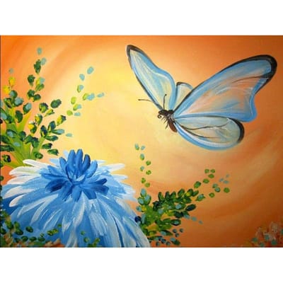 5D DIY Diamond schilderij vlinder en blauwe bloem diamant borduurwerk mozaïek kruissteek strass 20X30CM beige
