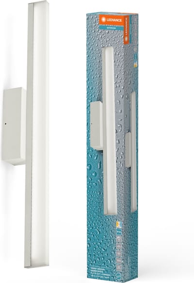 LEDVANCE Orbis Mirror light in white, 60 cm, aluminium housing, 10 W, 950 lm, IP44 protection rating, colour temp. adjustable via Click CCT (4,000 K & 3,000 K), infinitely dimmable via touch control