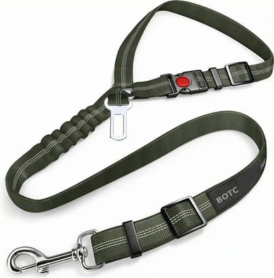 BOTC Autogordel Hond - 3 IN 1 Hondengordel - Honden autogordel - Reflecterende - Veiligheidsgordel hond - Autoriem Hond - Militair groen