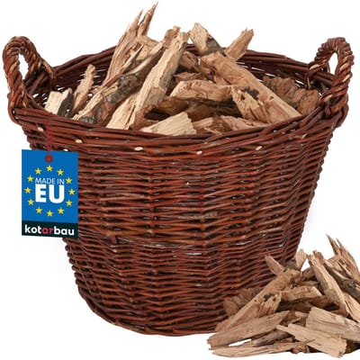 KOTARBAU® Rieten Mand, met Handvatten, Wilg, ? 35 cm, Bruin, Houtmand, Plantenmand, Oogstmand, Tuinmand, Opbergmand, voor Haardhout
