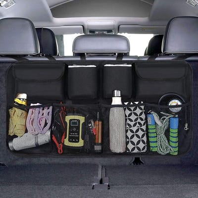 Famanu - Auto-organizers, Kofferbak Organizer Tas Auto met Veel Zak, Multifunctionele Achterbank Organizer voor Alle Soorten Limousine Achterklep/SUV/MVP (Zwart)