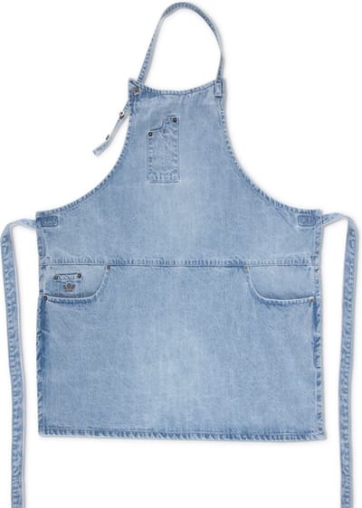 Dutchdeluxes - Katoen - Indigo jeans - Barbecue - BBQ - Keukenschort - 5 zakken - Licht Blauw