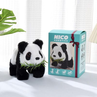 Nouveau Modèle 2025 Mignon Panda Peluche Électrique Marchant avec Queue Remuante - Animal de Compagnie Électronique Interactif pour Cadeau d'Enfants black