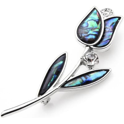 Natuurlijke Abalone Schelp Tulp Broches Voor Vrouwen Legering Metaal Bloem Broche Spelden Cadeau Kwaliteit Sieraden Accessoires white
