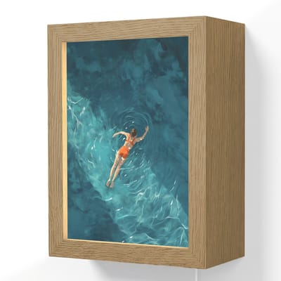 Wandlamp 15x20 cm - Oplaadbaar - Vrouw - Water - Bikini - Oranje - Wandlampen binnen woonkamer - Slaapkamer lamp met kabel - Decoratieve nachtlamp - Vloerlamp snoer