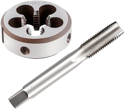 Dailygoods- Tappen en Matrijzen M14x1,5 mm - Hogesnelheidsstaal - Metrische Schroefdraad - Duurzaam Gereedschap - 1 Stuk - Geschikt voor Nieuwe en Beschadigde Draden - Schroefdraadset