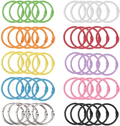 Dailygoods- Boekringen 50 Stuks - Metalen Kleurige Losse Bladverbindingen - 30 mm - Antiroest - Duurzaam - Ideaal voor Scrapbook en Fotoalbum - Bindringen