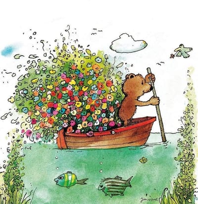 Kunstdruk Janosch - Blumen-Fähre 48x58cm