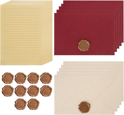 Solidchoice - Vintage Briefpapier Set met Enveloppen en Waskralen