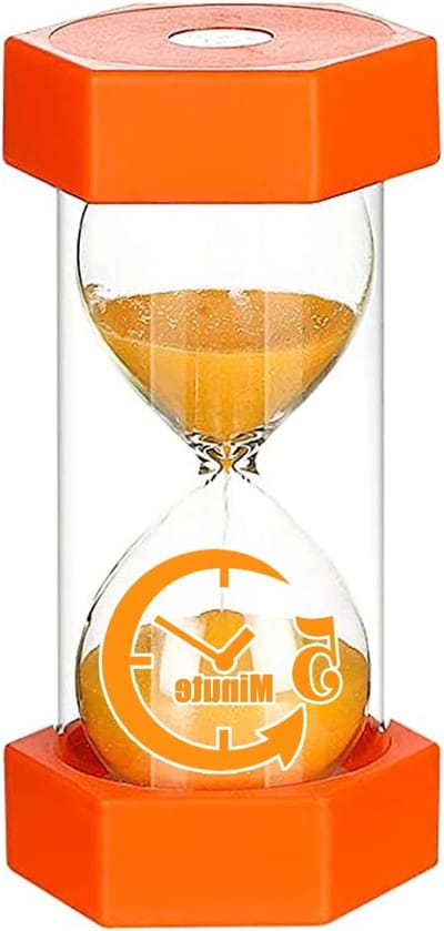 Speelgoed zandloper voor kinderen, ideaal voor spelletjes, klaslokalen, gezin en keuken (5 minuten, oranje)