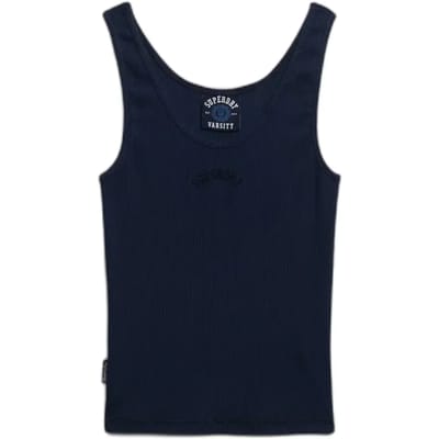 Superdry Essential Logo Scoop Mouwloos T-shirt Blauw L Vrouw
