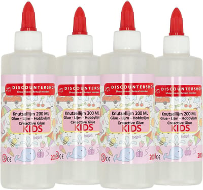 Knutsellijm 200ml per tube 4 stuks - Totaal 800ml | doorzichtige kinderlijm | all purpose glue | ideaal voor knutselen | goedkope lijm