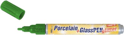 KREUL Glitter Groene Glas- en Porseleinstift - Porcelain+GlassPen Glitter 160 °C