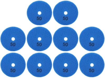 Dailygoods- Schuurschijven 125 mm 50 Grit - 10 Stuks - Blauw - Voor Steen/Beton/Keramiek - Nat/Droog Gebruik - Hoogwaardige Kwaliteit - Schuurpads
