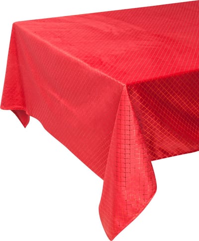 HOBI - Dik rood fluwelen tafelkleed met metallic patroon 140 x 240 cm voor kersttafel