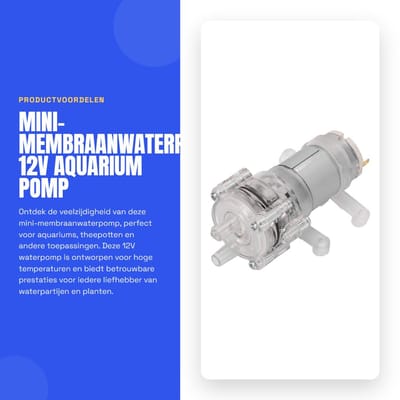Dailygoods - Mini-membraanwaterpomp - 12V Aquarium Pomp - Hoge Temperatuurbestendigheid - Transparant - Geschikt voor Theepotten en Aquariums - Duurza...