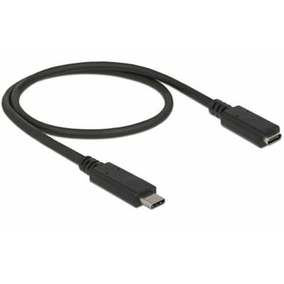 Premium USB-C naar USB-C verlengkabel - USB3.2 (tot 10 Gbit/s) - PD tot 20V/3A - video tot 4K 60Hz / zwart - 0,50 meter