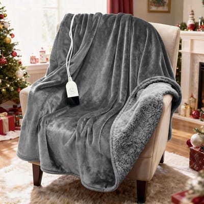 Elektrische Deken - Verwarmde Plaid - Gezellig Warm Blijven - 25 Warmtestanden - 130 x 180 cm - Grijs