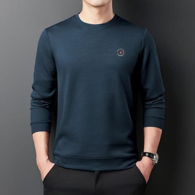 Lange Mouw T-shirt Heren Lente en Herfst Nieuw Casual Ronde Hals Onderhemd Trui Heren 4XL black