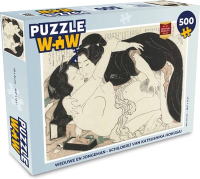 Puzzel Weduwe en jongeman - Schilderij van Katsushika Hokusai - Legpuzzel - Puzzel 500 stukjes