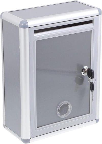 Brievenbus - Donatiebox Ideeënbus - Suggesties Verzamelen - Stevig Metaal - 22x11x29cm - Zilver