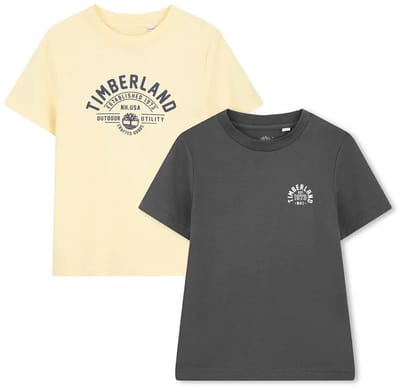 Timberland T60792 T-shirt Met Korte Mouwen 2 Eenheden Geel,Grijs 4 Years Jongen