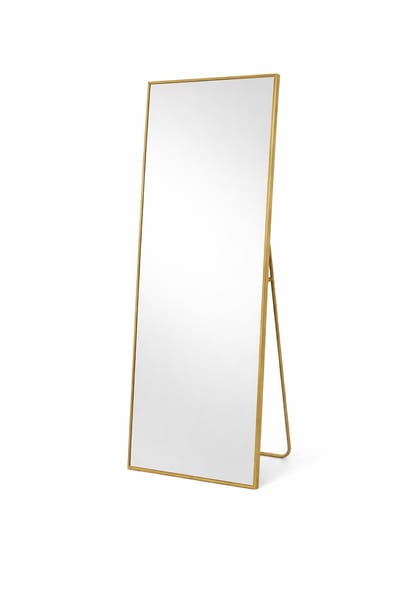 Jurrys Staande Spiegel Full Body – Aluminium Frame – HD Glas – Vrijstaand & Wandmontage – Slaapkamer/Woonkamer – Goud