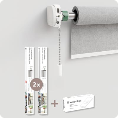 Motionblinds Upgrade Kit - Slimme Rolgordijnen - Universele gordijnmotor- Elektrisch Rolgordijn - Automatisch rolgordijn - 2 Pack - Afstandsbediening - Wit